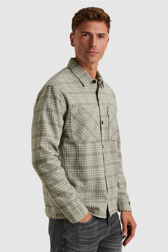 Cast Iron groene heren overhemd | Model zijaanzicht
