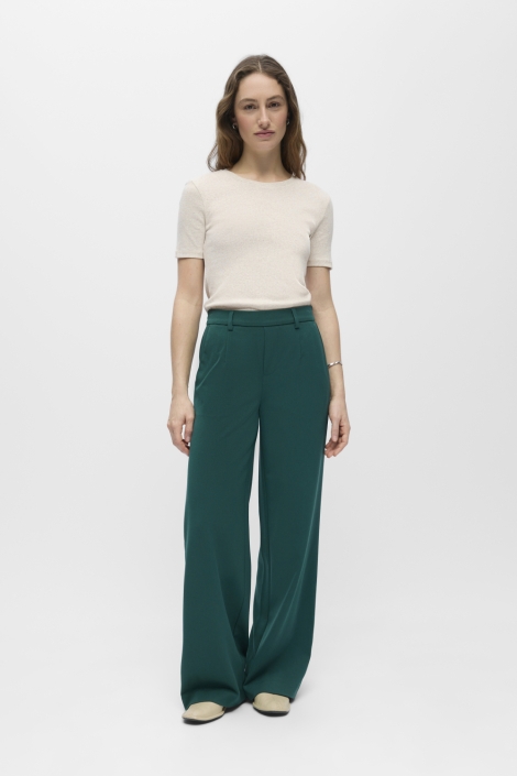 Object groene dames broek | Model vooraanzicht