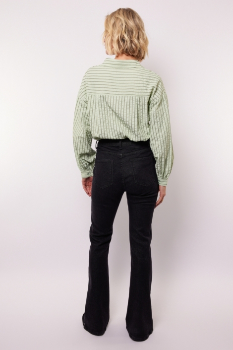 Fluresk grijze dames broek | Model achteraanzicht