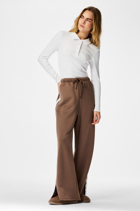 Pieces bruine dames broek | Model