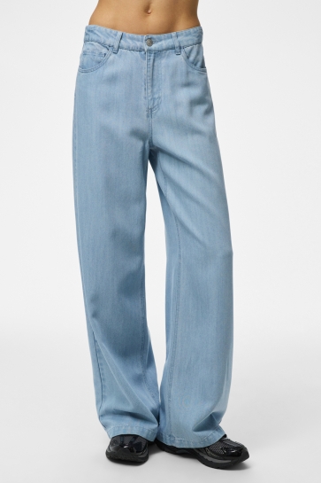 Pieces Jeans PCSMIDI MW WIDE DENIM JEANS 17162884 Light Blue Denim