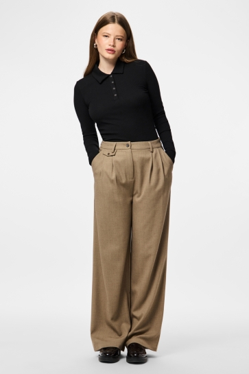 Pieces PCBUBBLES HW PANTS W. POCKET DETAIL 17162580 GREIGE