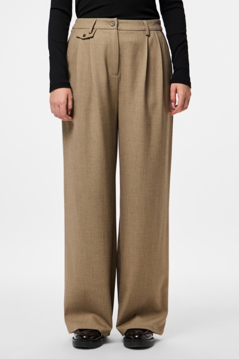 Pieces camel dames broek | Close up