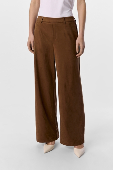 Object Broek OBJFENJA LISA MW WIDE PANT NOOS 23047920 RAWHIDE