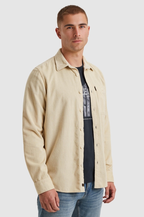 PME legend beige heren overhemd | Model zijaanzicht