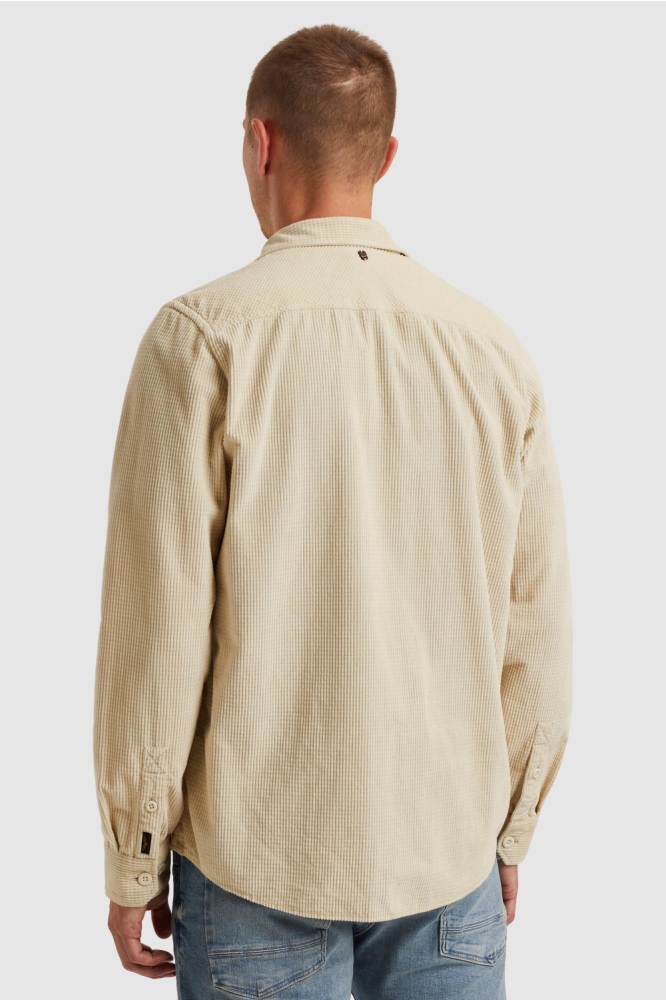 PME legend beige heren overhemd | Model achteraanzicht
