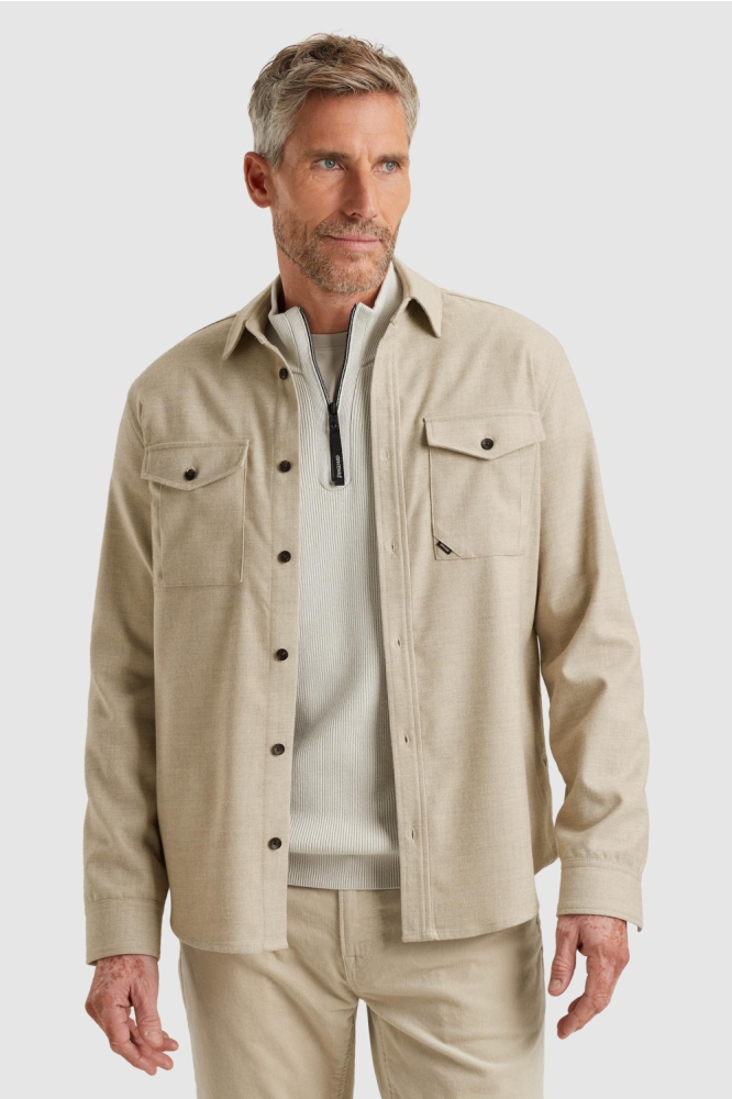 Vanguard beige heren overhemd | Model vooraanzicht
