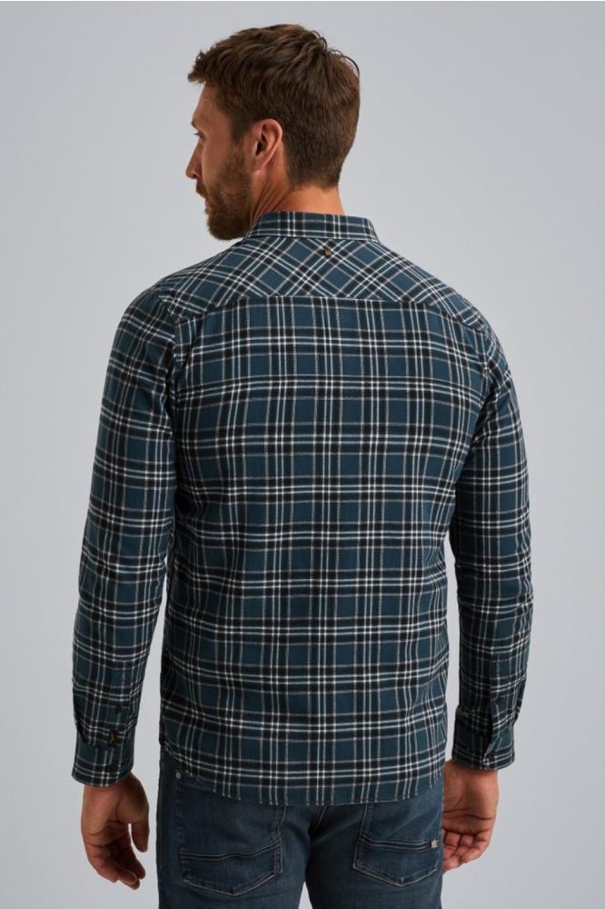 PME legend blauwe heren overhemd | Model achteraanzicht