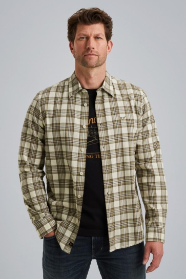 PME legend long sleeve shirt herringbone yarn Beige