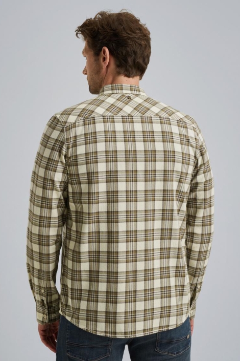 PME legend beige heren overhemd | Model achteraanzicht