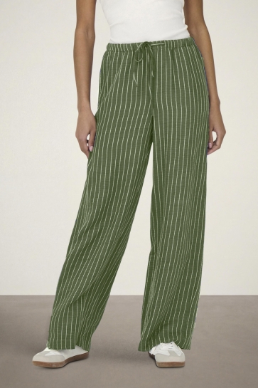 Jacqueline de Yong Broek JDYPOWER MW WIDE PANT WVN NOOS 15347074 Deep Lichen Green/CLOUD DANCER
