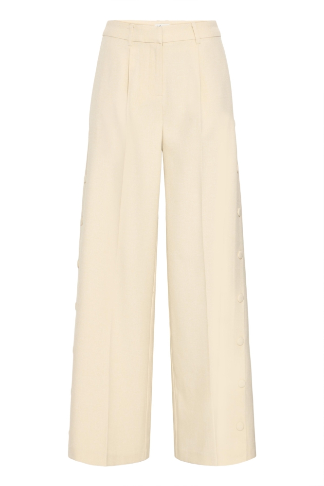 Ichi beige dames broek | Vooraanzicht