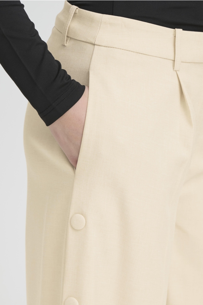 Ichi beige dames broek | Close up