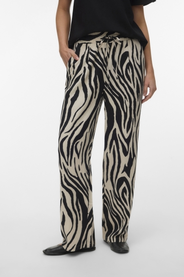 Vero Moda Broek VMJESMILO HW WIDE PANTS WVN NOOS 10287363 Silver Lining/Sina Zebra