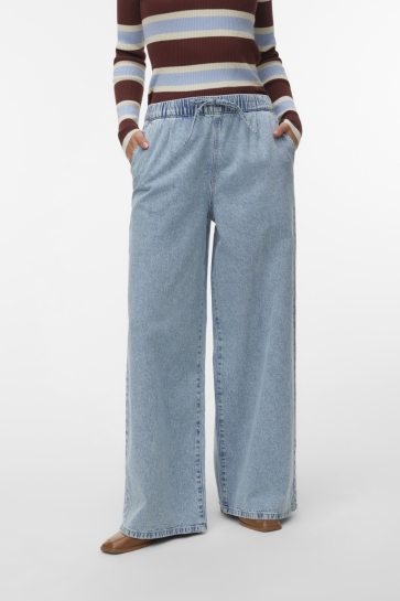 Vero Moda VMVALERIA MR WIDE PULL UP JEANS 10340282 LIGHT BLUE DENIM