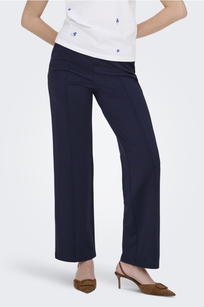 Only blauwe dames broek | Model zijaanzicht