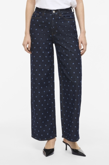 Vila VIFREYA PAL HW DOT WIDE JEANS DBD 14112341 DARK BLUE DENIM