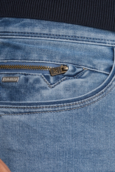 Vanguard blauwe heren jeans | Close up