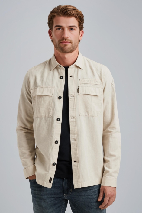 PME legend beige heren overhemd | Model vooraanzicht