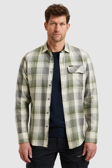 PME legend long sleeve shirt yarn dyed twill Groen