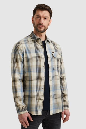 PME legend long sleeve shirt yarn dyed twill Blauw