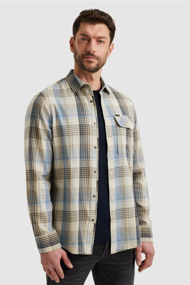 PME legend blauwe heren overhemd | Model vooraanzicht