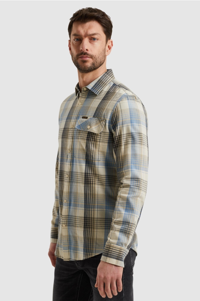 PME legend blauwe heren overhemd | Model zijaanzicht