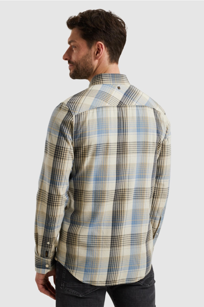 PME legend blauwe heren overhemd | Model achteraanzicht