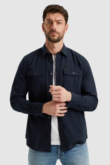 PME legend long sleeve shirt light gd poplin Blauw