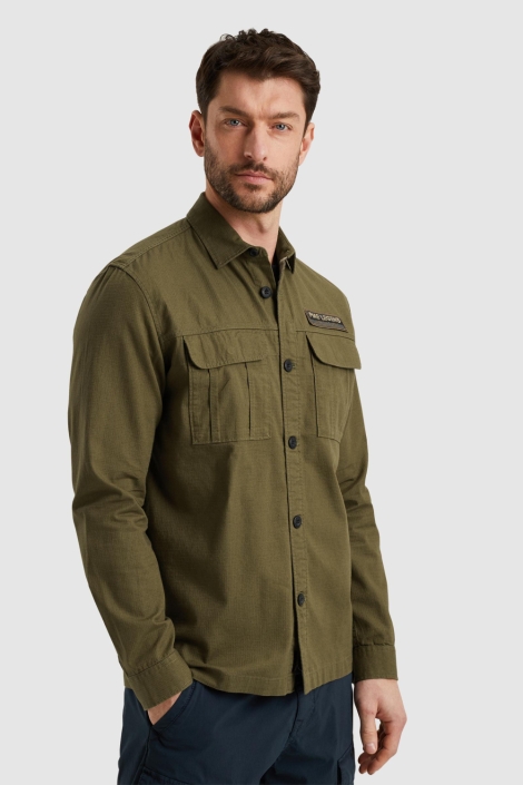 PME legend groene heren overhemd | Model zijaanzicht