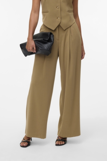 Vero Moda VMTENA MW WIDE PANT 10340019 Kelp/AS OFFER SAMPLE