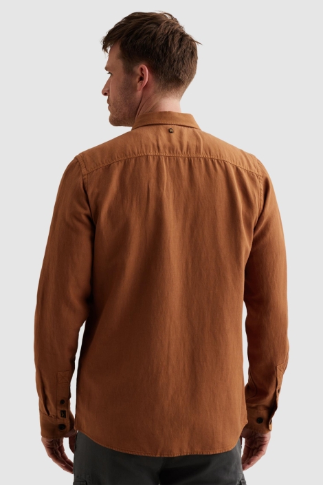 PME legend cognac heren overhemd | Model achteraanzicht