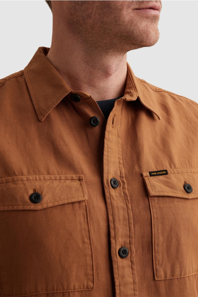 PME legend cognac heren overhemd | Close up