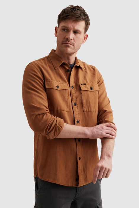 PME legend cognac heren overhemd | Model vooraanzicht