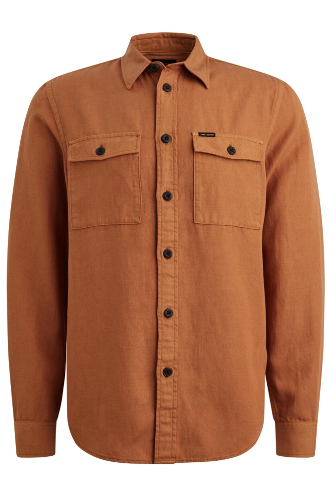PME legend cognac heren overhemd | Vooraanzicht