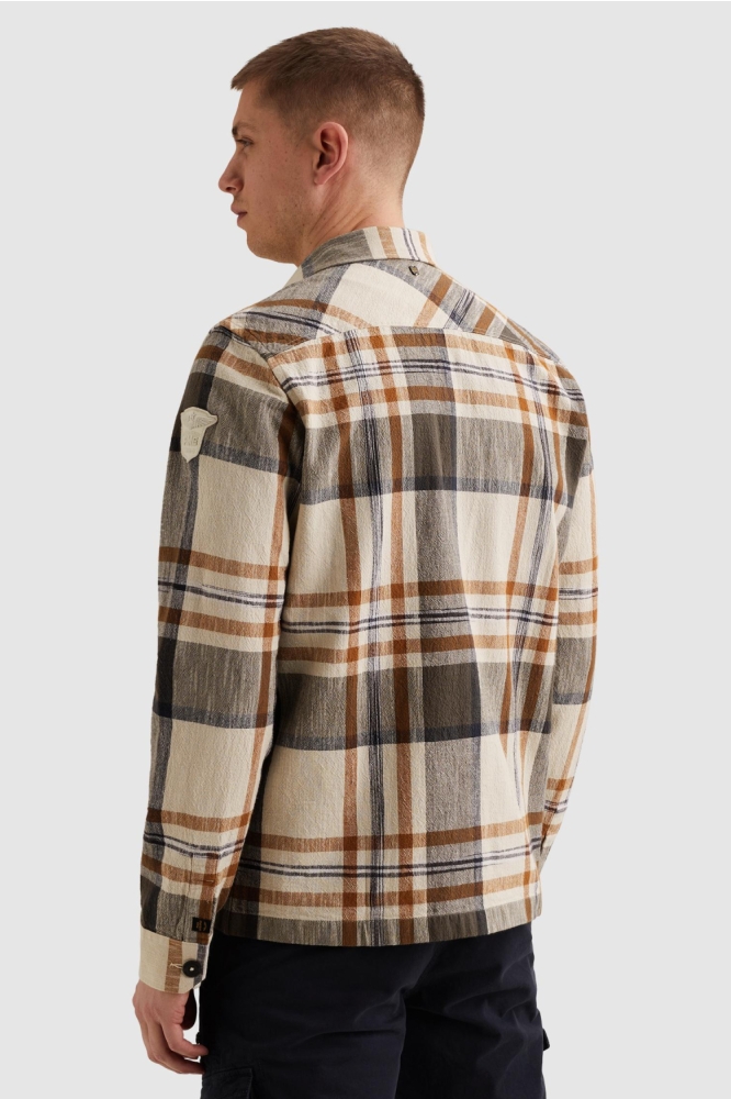 PME legend beige heren overhemd | Model achteraanzicht