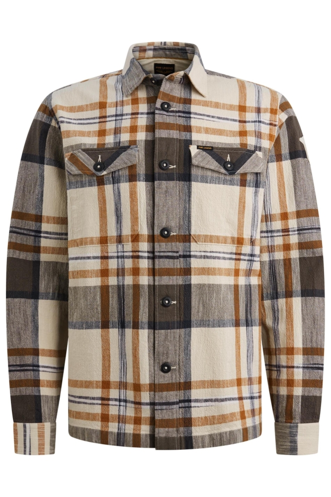 PME legend beige heren overhemd | Vooraanzicht