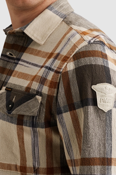 PME legend beige heren overhemd | Close up