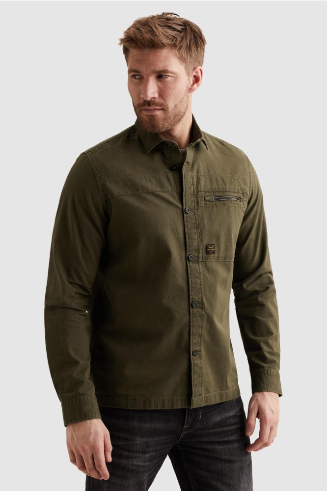 PME legend groene heren overhemd | Model zijaanzicht