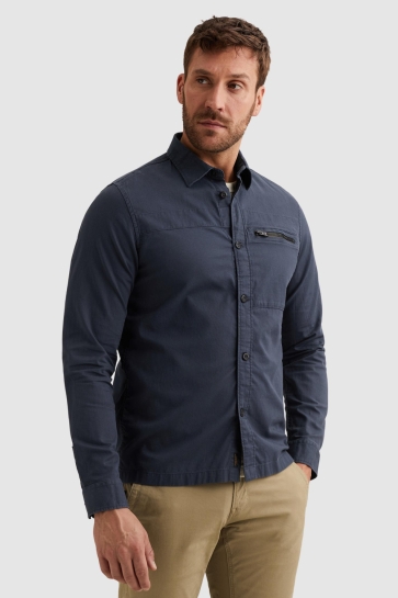 PME legend long sleeve shirt fine dobby Blauw