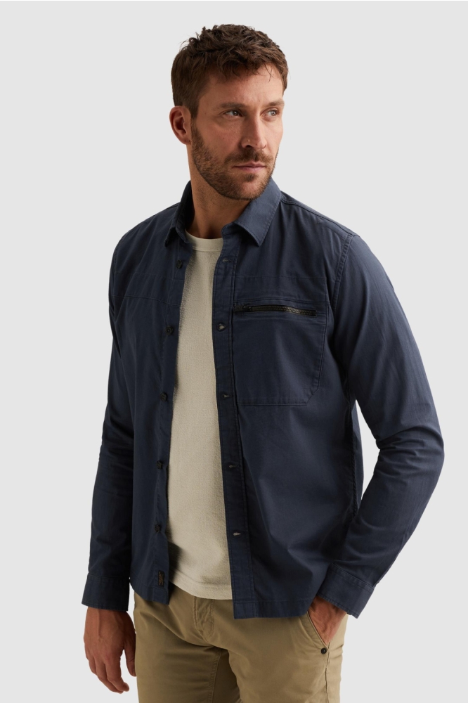 PME legend blauwe heren overhemd | Model zijaanzicht