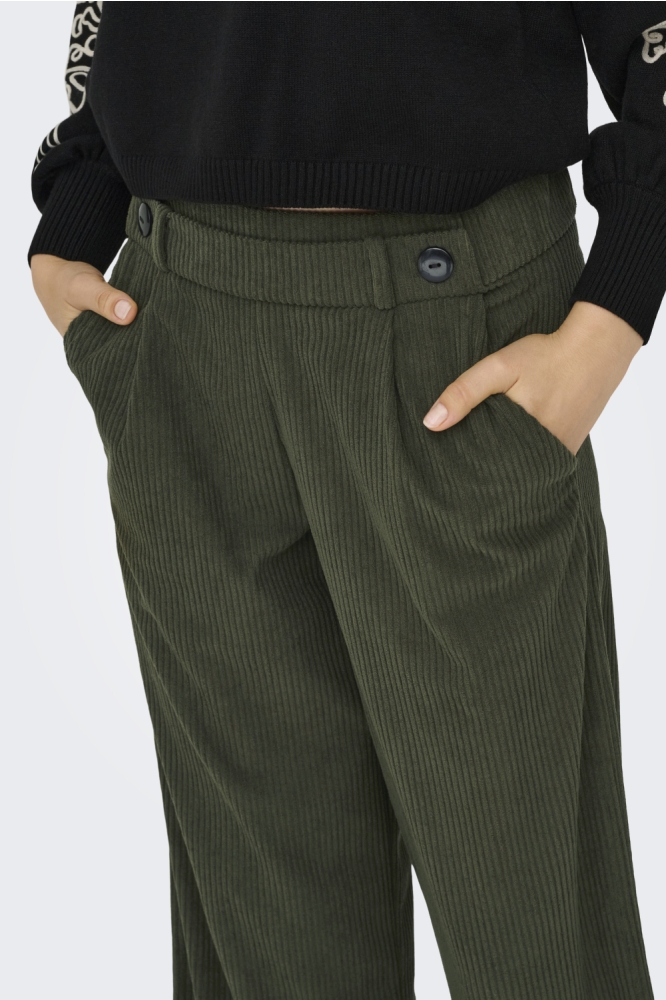 Jacqueline de Yong groene dames broek | Close up