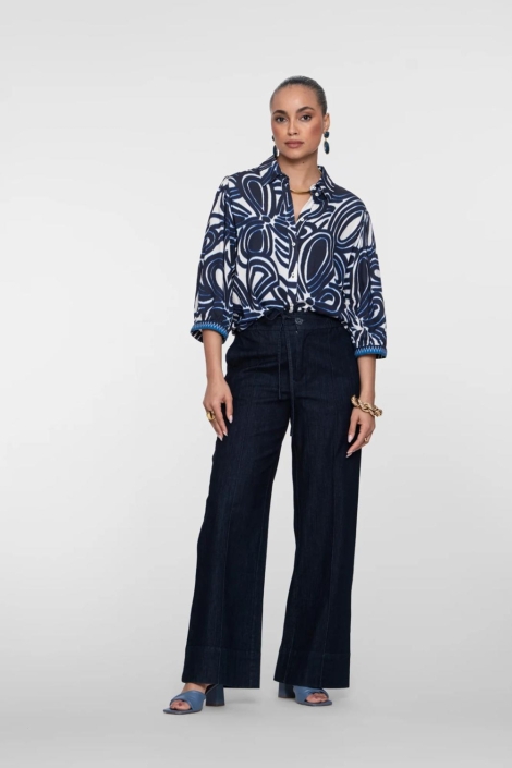Geisha blauwe dames jeans | Model vooraanzicht