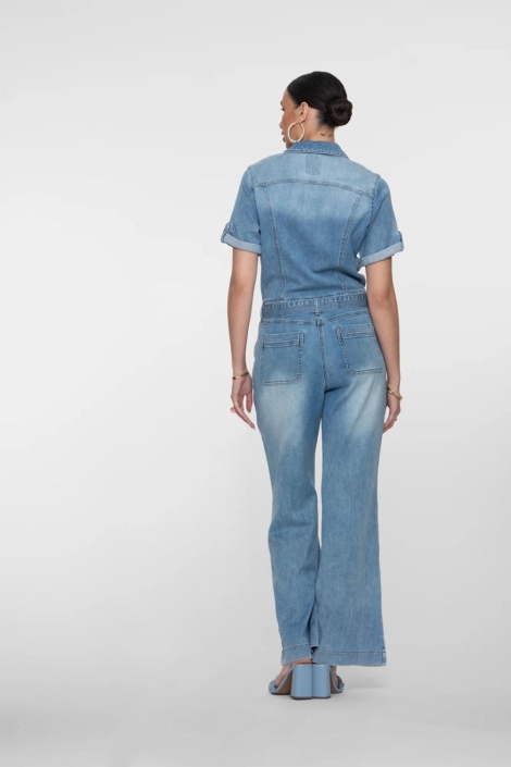 Geisha blauwe dames jumpsuit | Model achteraanzicht