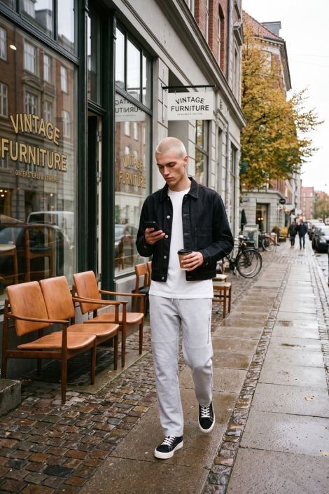 Jack & Jones grijze heren broek | Sfeerbeeld, In situatie