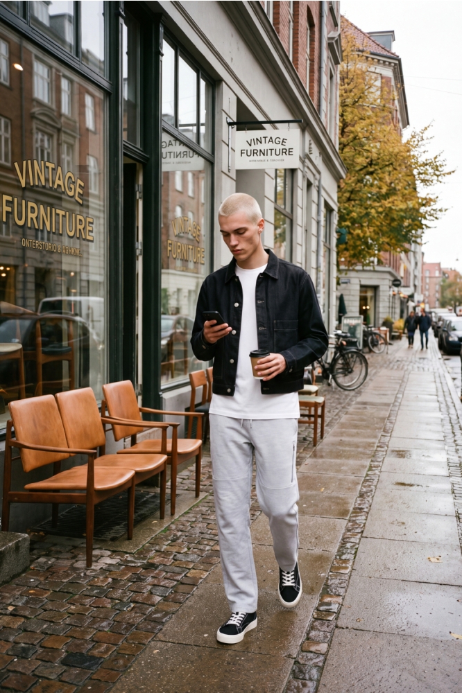 Jack & Jones grijze heren broek | Sfeerbeeld, In situatie