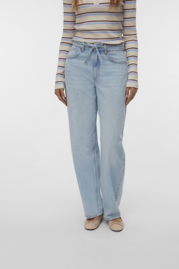 Vero Moda Jeans VMESTELLE HR BARREL DENIM BELT JEAN 10342884 LIGHT BLUE DENIM