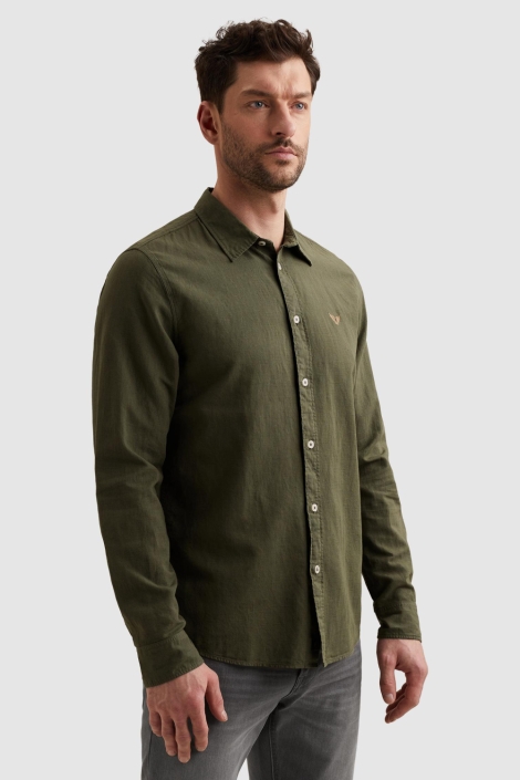 PME legend groene heren overhemd | Model zijaanzicht