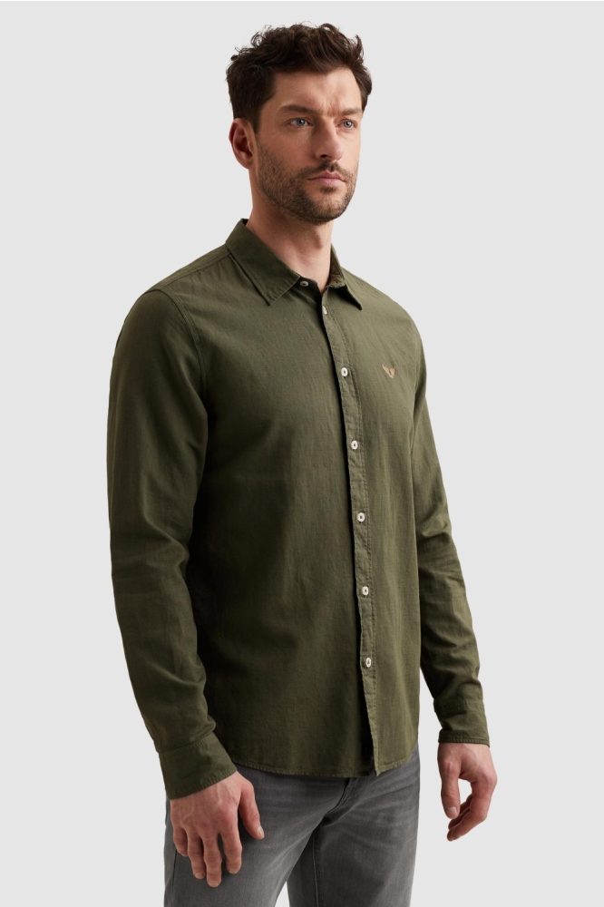 PME legend groene heren overhemd | Model zijaanzicht