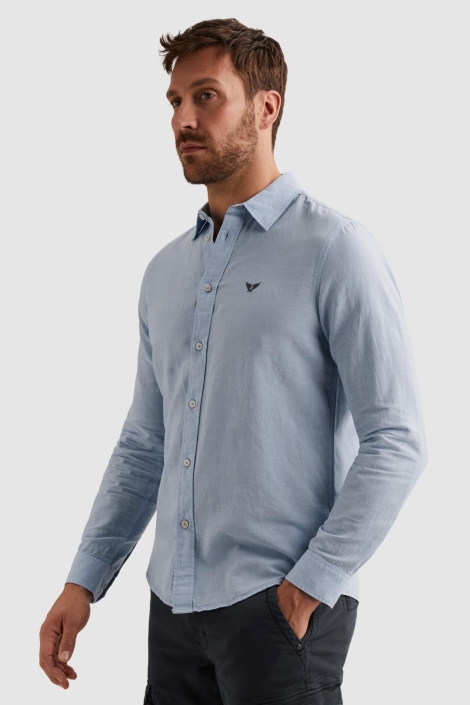 PME legend blauwe heren overhemd | Model zijaanzicht